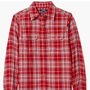 NWT Ladies Button down Chaps Shirt red plaid mix